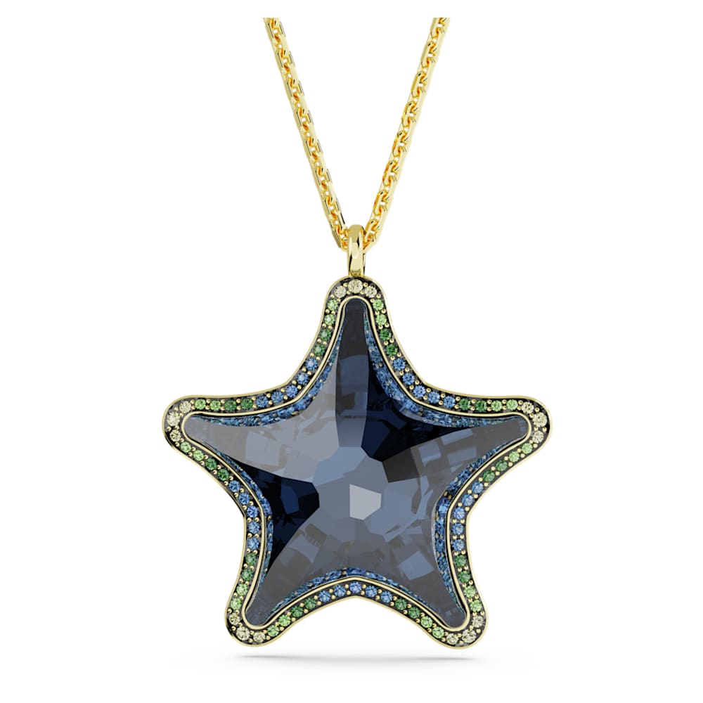 SCS pendant, Starfish, Blue, Gold-tone plated | Swarovski