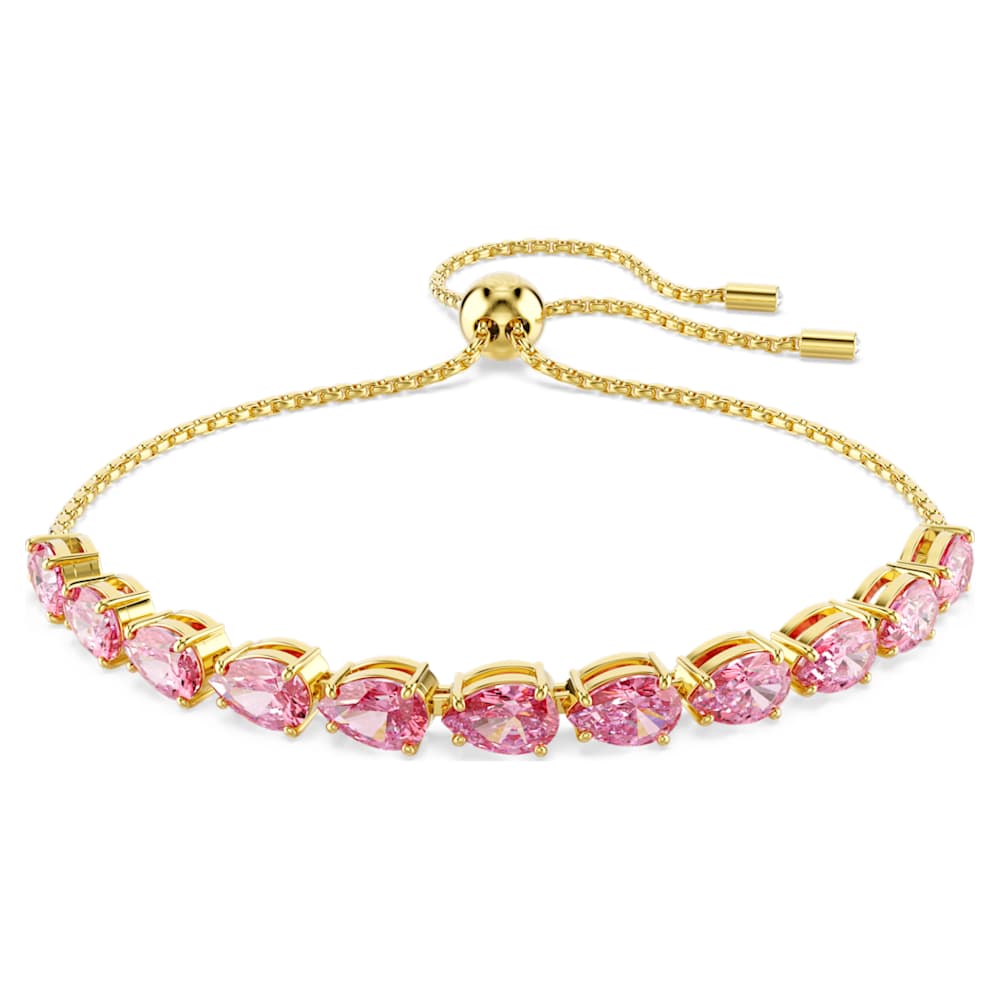 Matrix bracelet, Pear cut, Pink, 18K gold finish | Swarovski