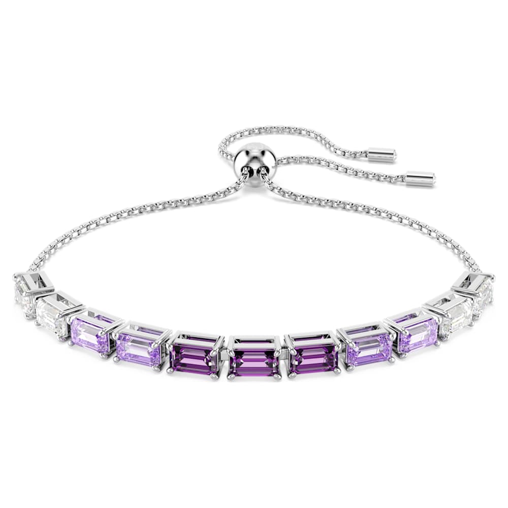 Matrix bracelet, Baguette cut, Purple, Rhodium plated | Swarovski