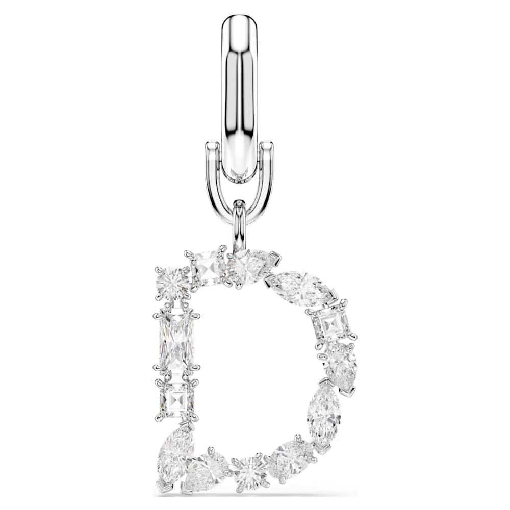 Symbolica charm, D, White, Rhodium plated | Swarovski