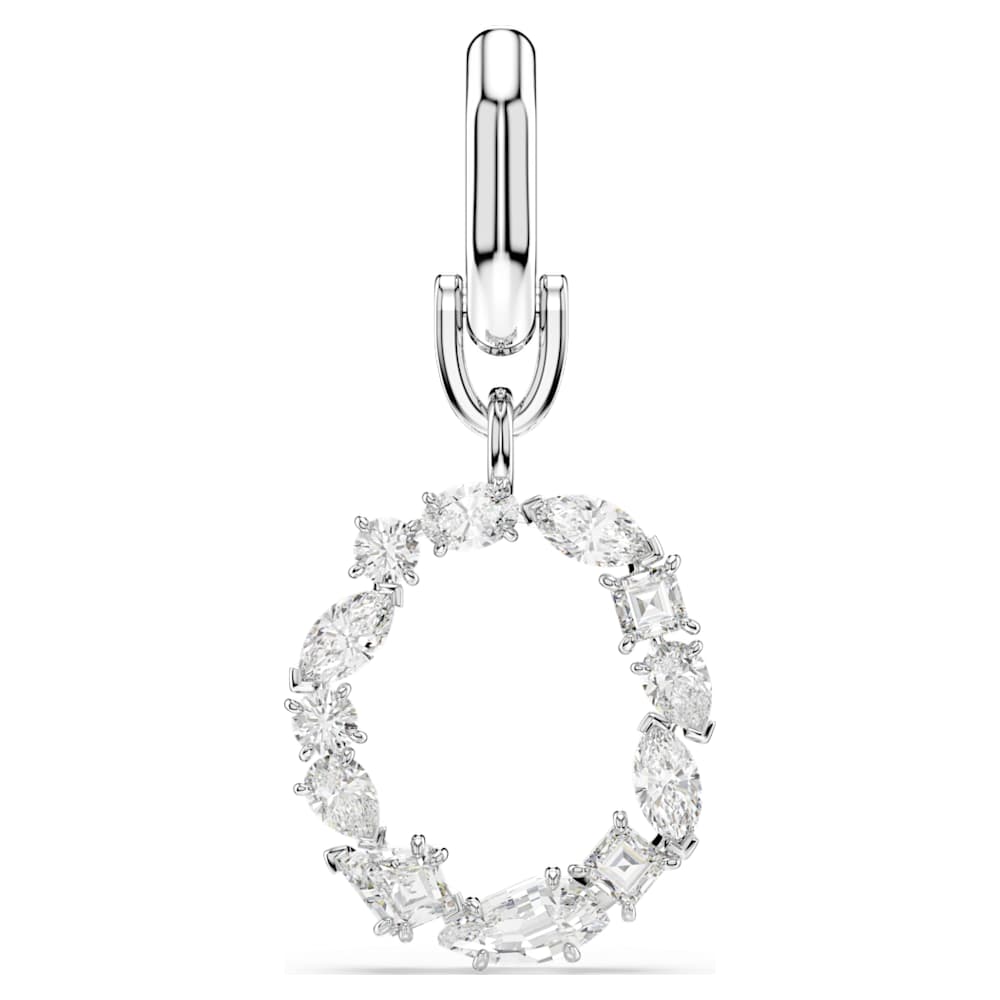 Symbolica charm, O, White, Rhodium plated | Swarovski