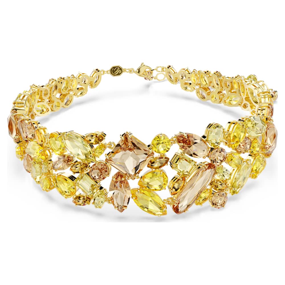 Gema choker, Mixed cuts, Yellow, Gold-tone plated | Swarovski