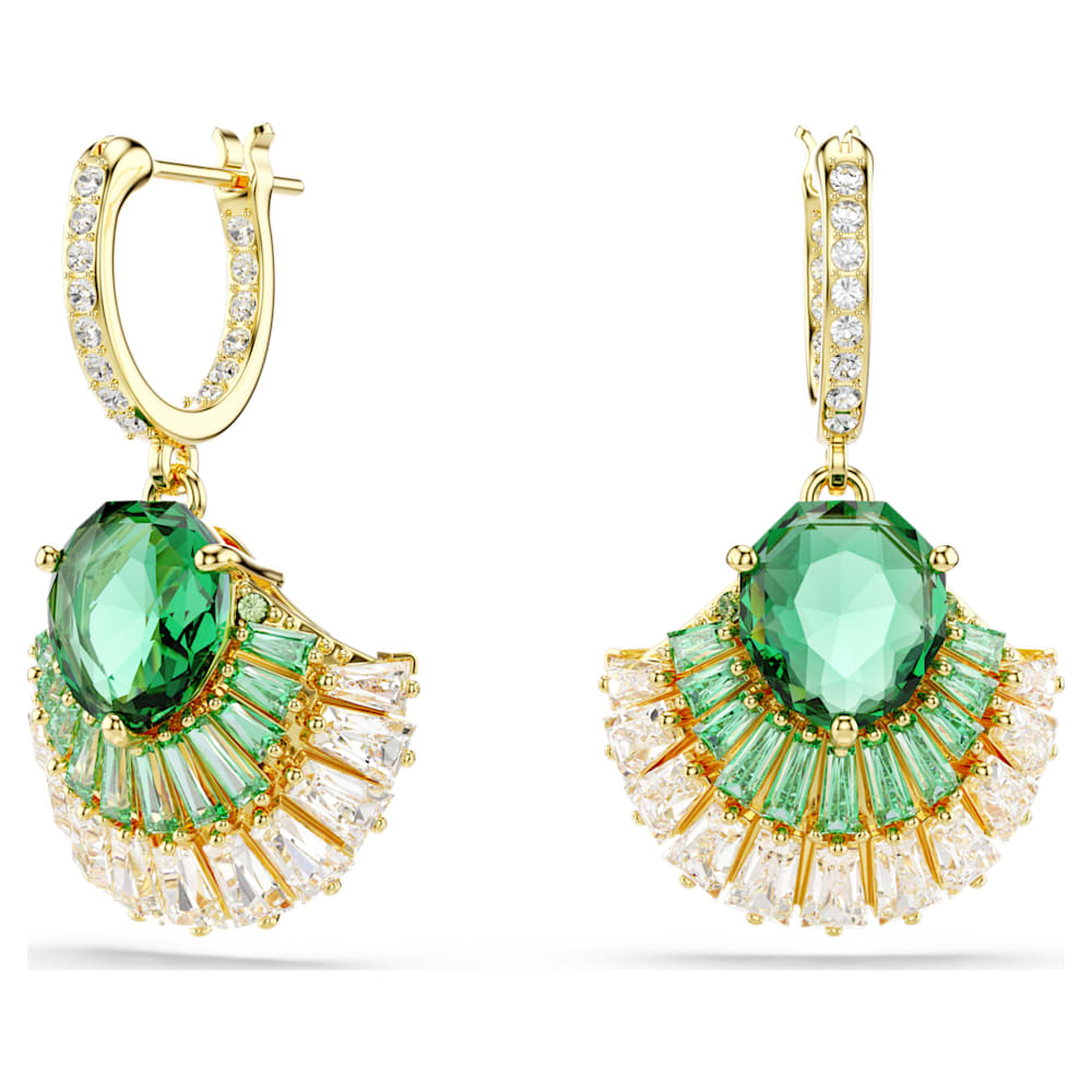 Idyllia drop earrings, Mixed cuts, Shell, Green, Gold-tone Idyllia drop earrings, Mixed cuts, Shell, Green, Gold-tone