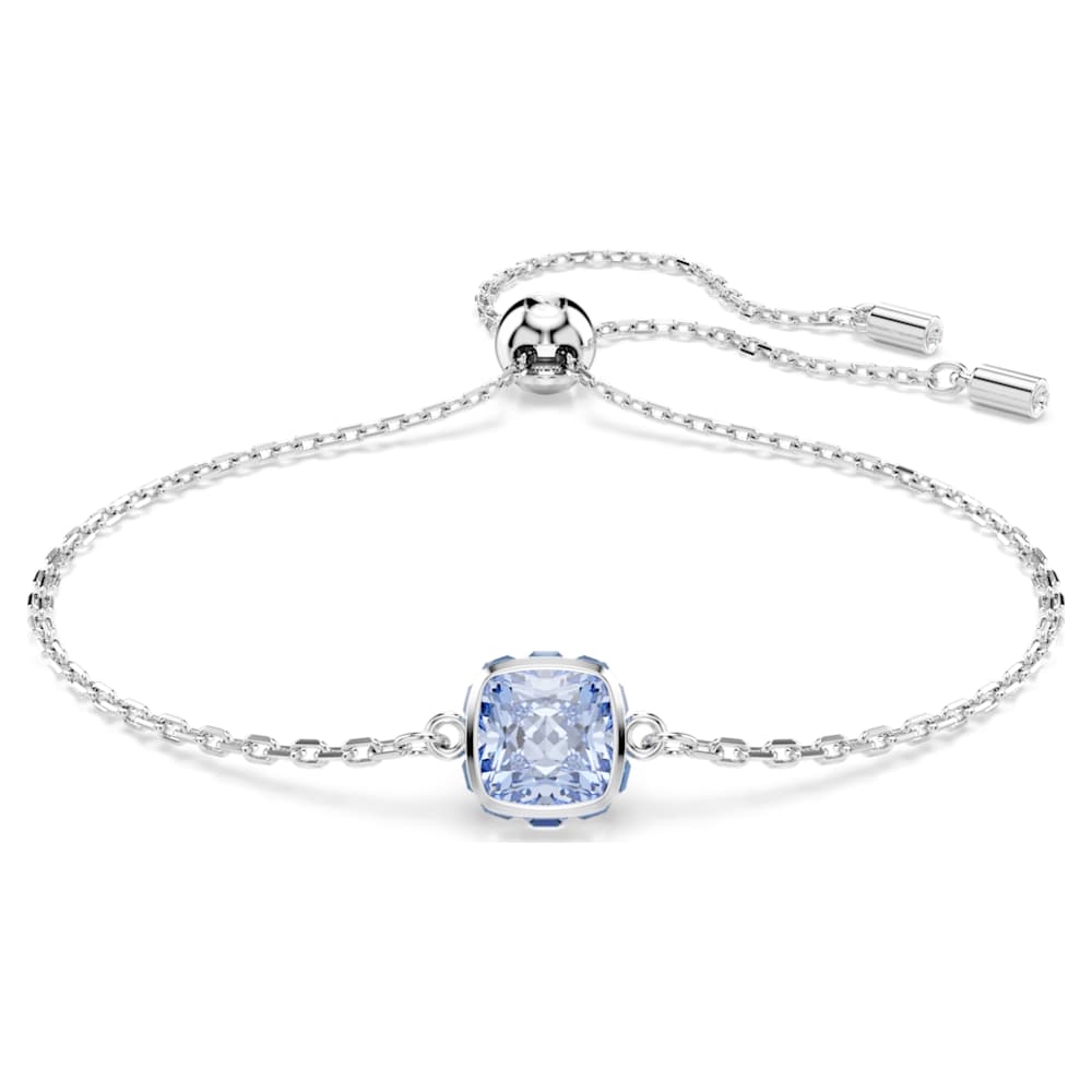 Birthstone ブレスレット, スクエア・カット, 3月, ブルー, ロジウム