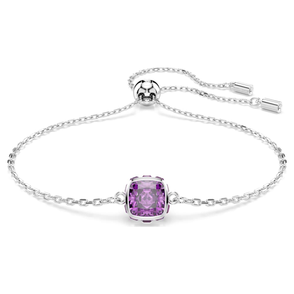 Birthstone ブレスレット, スクエア・カット, 2月, パープル, ロジウム