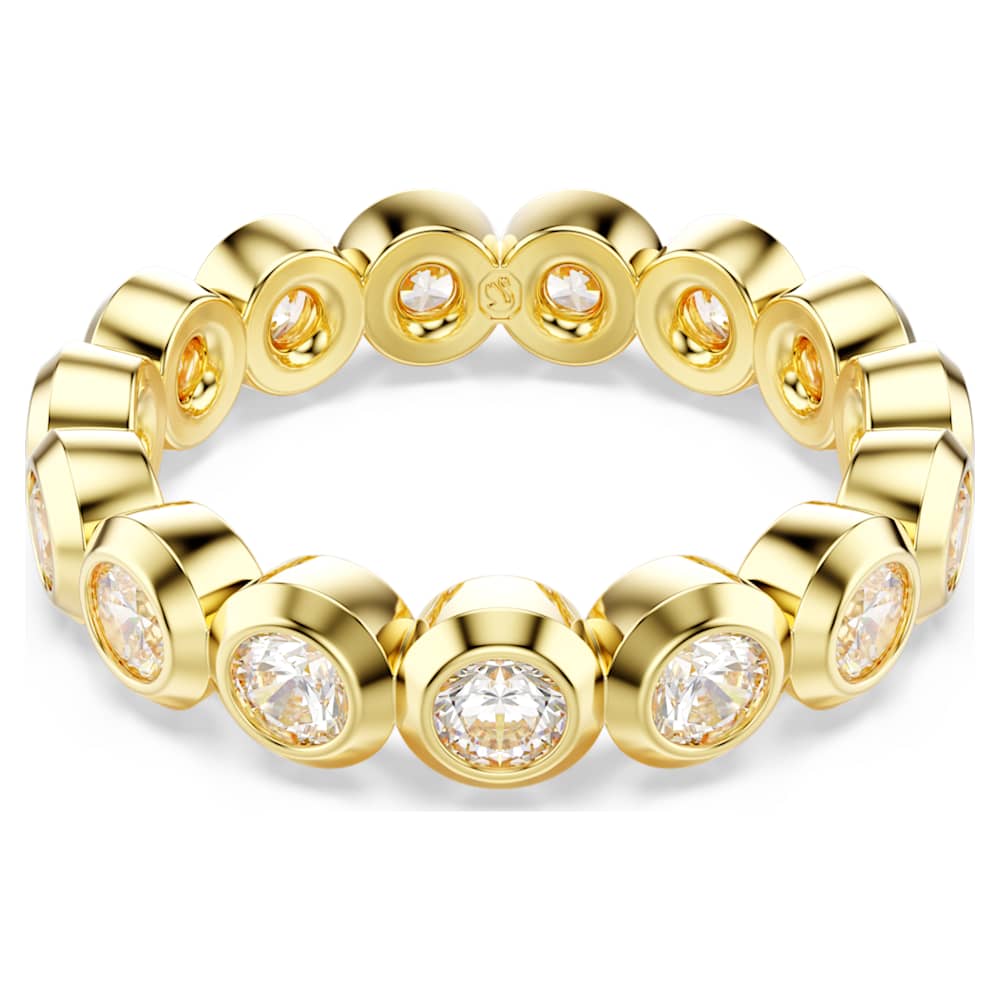Imber ring, Round cut, White, Gold-tone plated