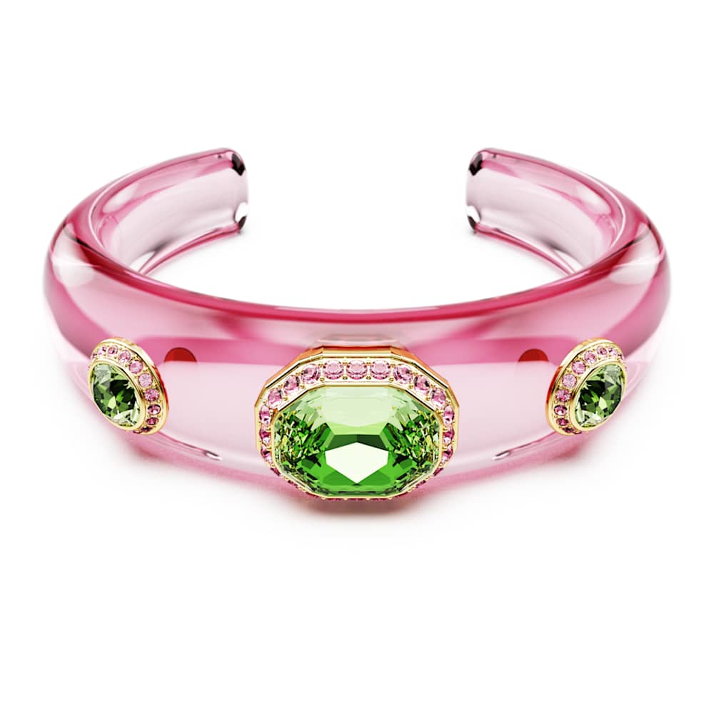 Dulcis cuff, Mixed cuts, Multicolored, Gold-tone plated | Swarovski