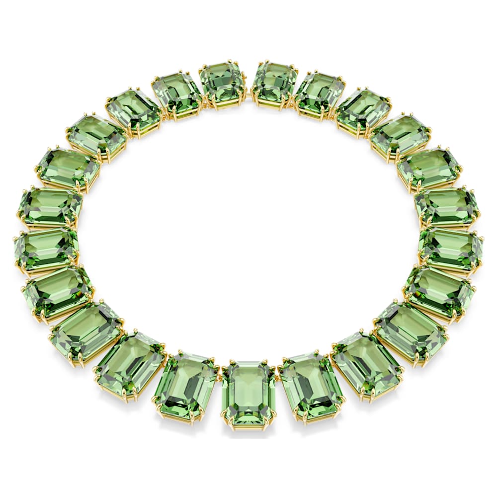 Millenia necklace, Oversized crystals, Octagon cut, Green, 18K