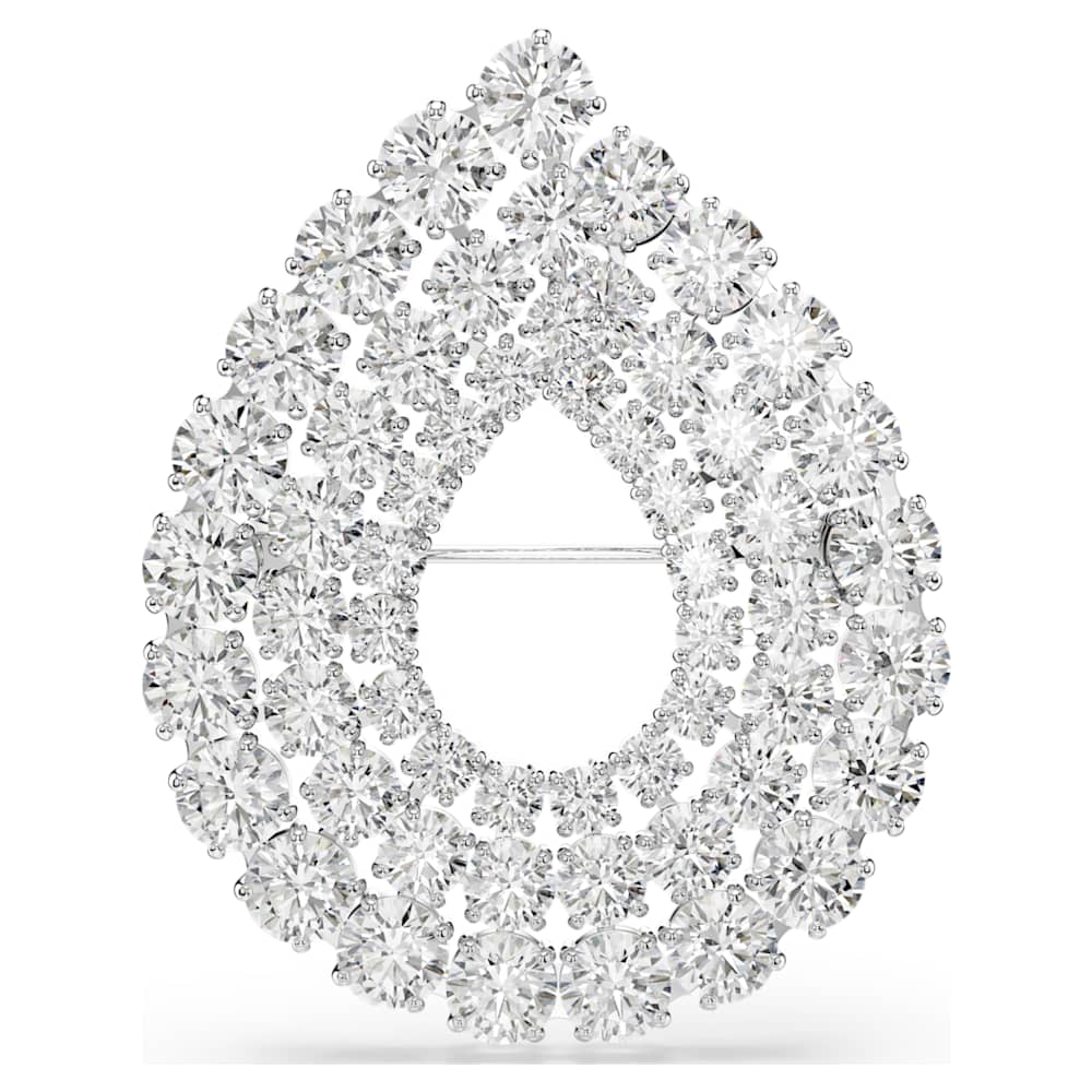 Matrix Broş, Yuvarlak kesim, Beyaz, Rodyum kaplama | Swarovski
