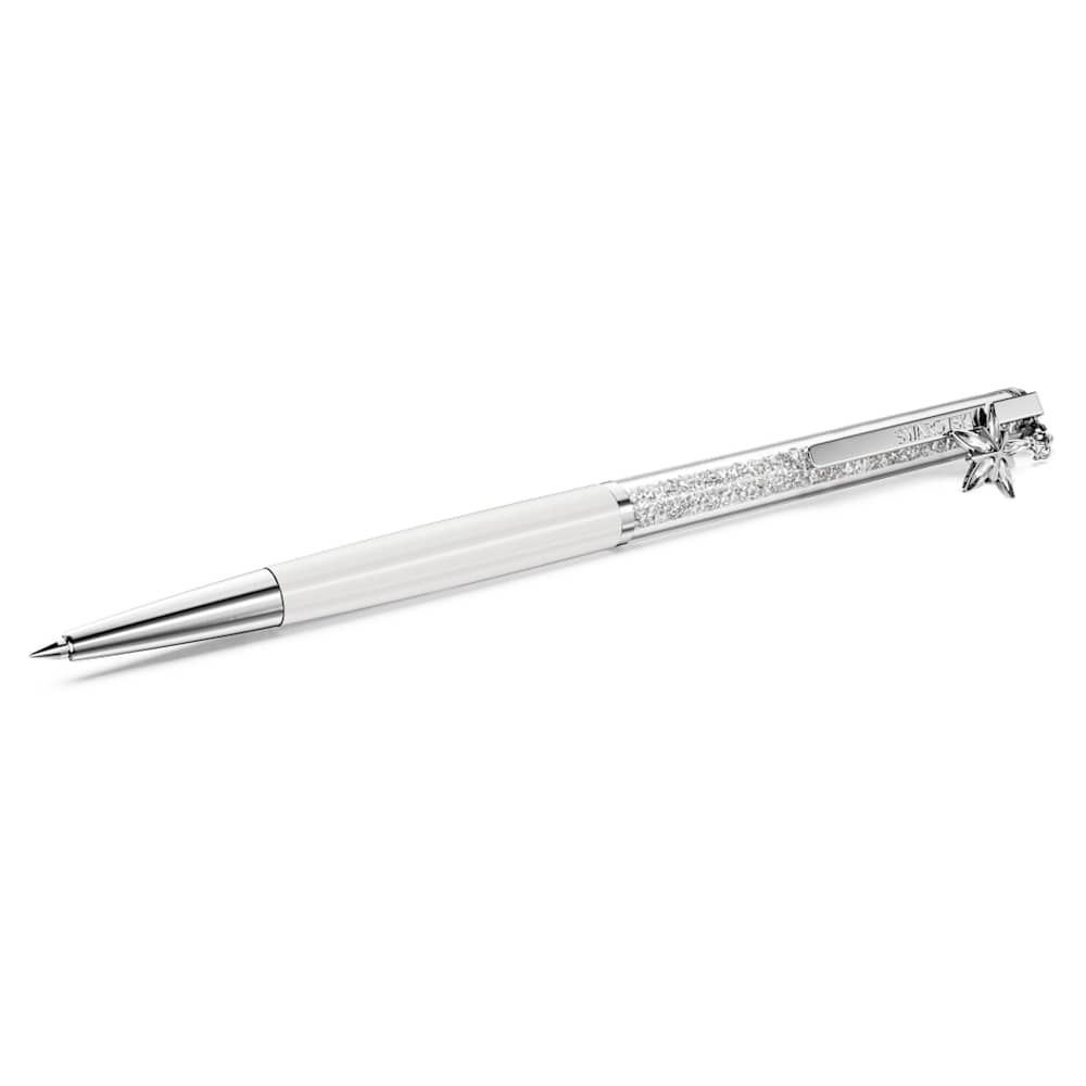 Crystalline ballpoint pen, White, White lacquered, Chrome plated