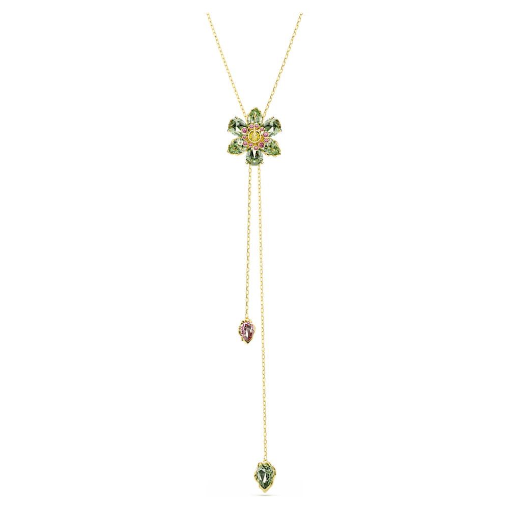 Idyllia Y pendant, Mixed cuts, Flower, Multicolored, Gold Idyllia Y pendant, Mixed cuts, Flower, Multicolored, Gold