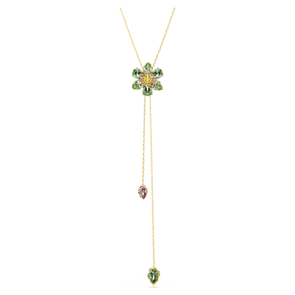 Swarovski Idyllia Y ペンダント Idyllia Y pendant, Mixed cuts, Flower, Multicoloured, Gold-tone plated