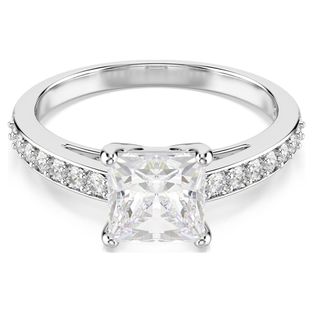 Bague Attract, Pavé, Blanche, Métal rhodié Swarovski