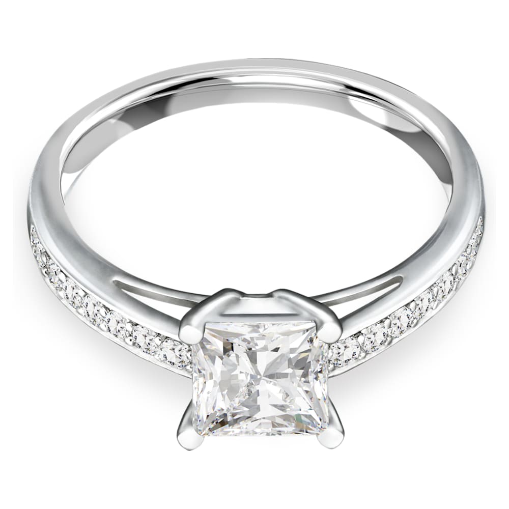 Anillo Attract Pave Blanco Bano de rodio Swarovski