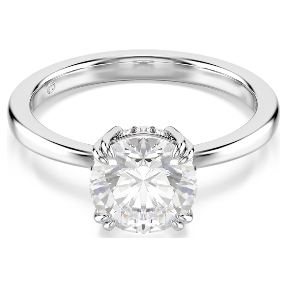 Stilla cocktail ring, Round cut, White, Silver-tone finish | Swarovski
