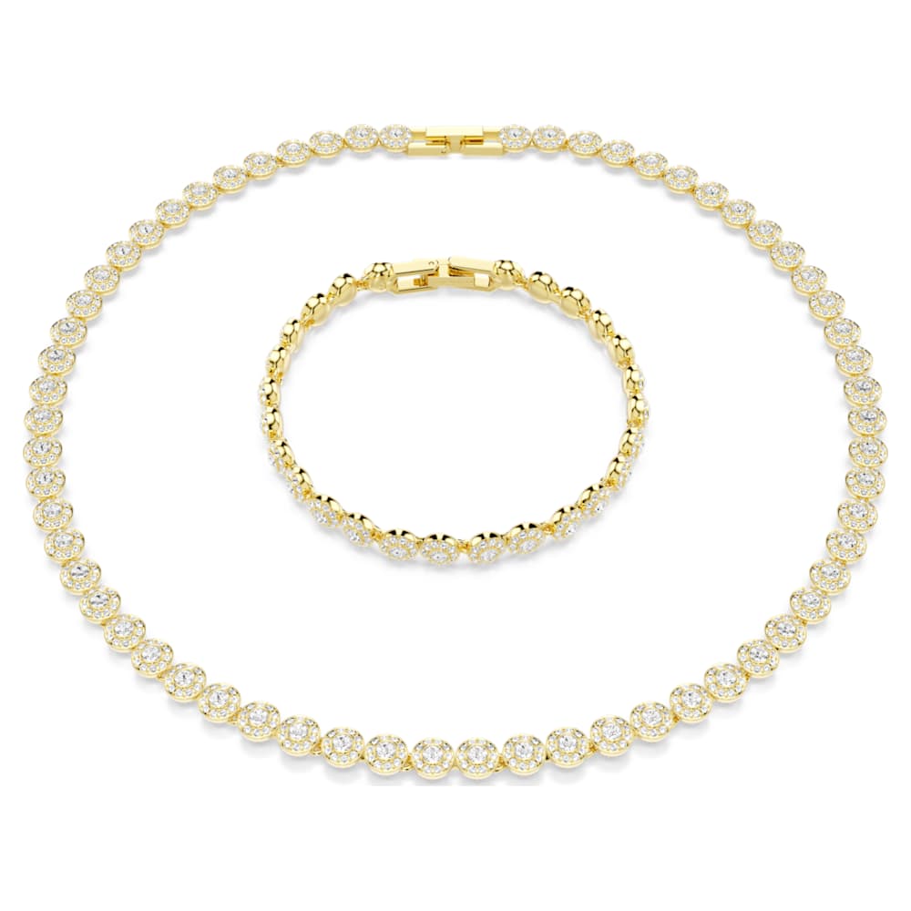 Una Angelic set, Round cut, White, Gold-tone plated | Swarovski