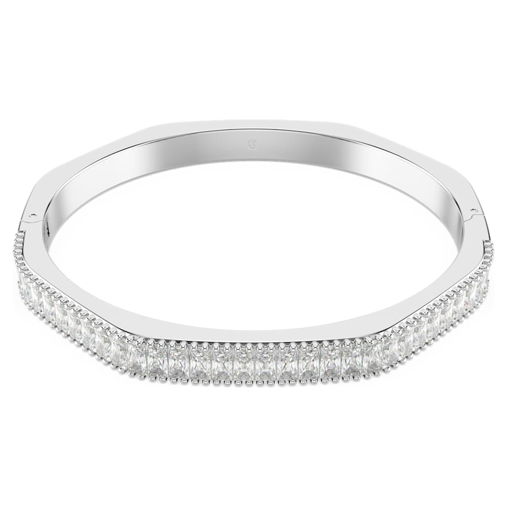 Matrix bangle, Baguette cut, Octagon shape, White, Rhodium plated