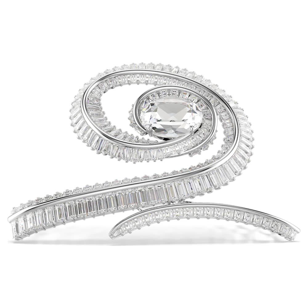 Ariana Grande x Swarovski hair clip, Baguette cut, White, Rhodium