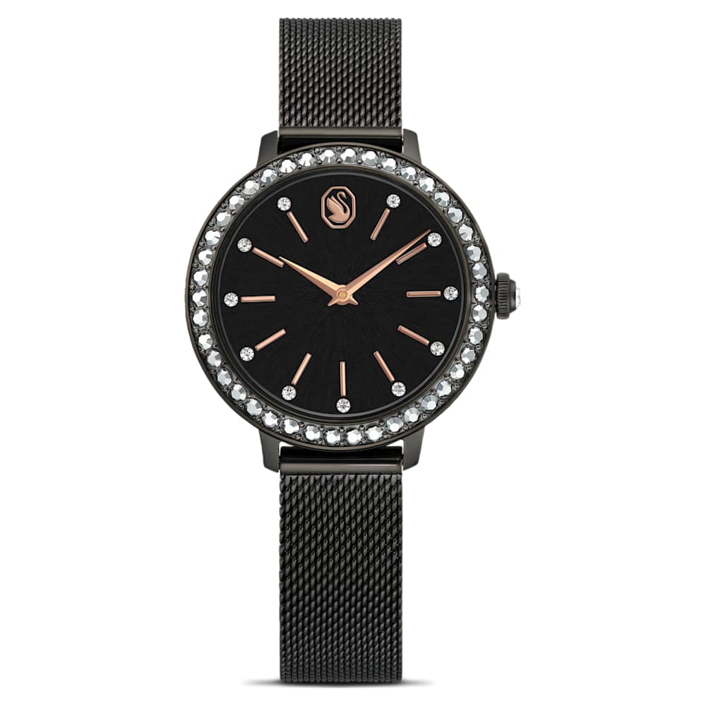 Certa watch, Metal bracelet, Black, Black finish | Swarovski
