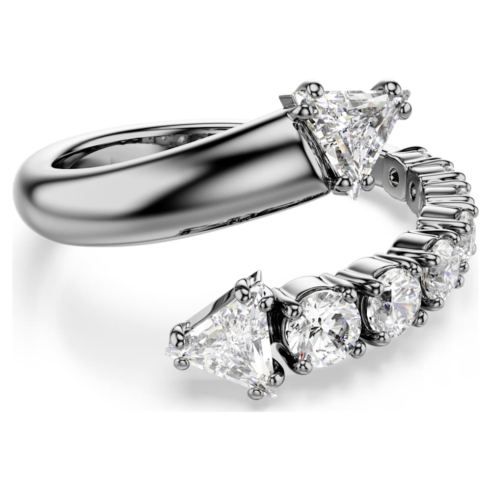 Sublima open ring, Mixed cuts, White, Ruthenium plated