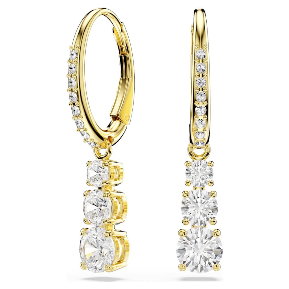 Stilla Attract フープピアス, ラウンドカット, ホワイト, 18Kゴールド