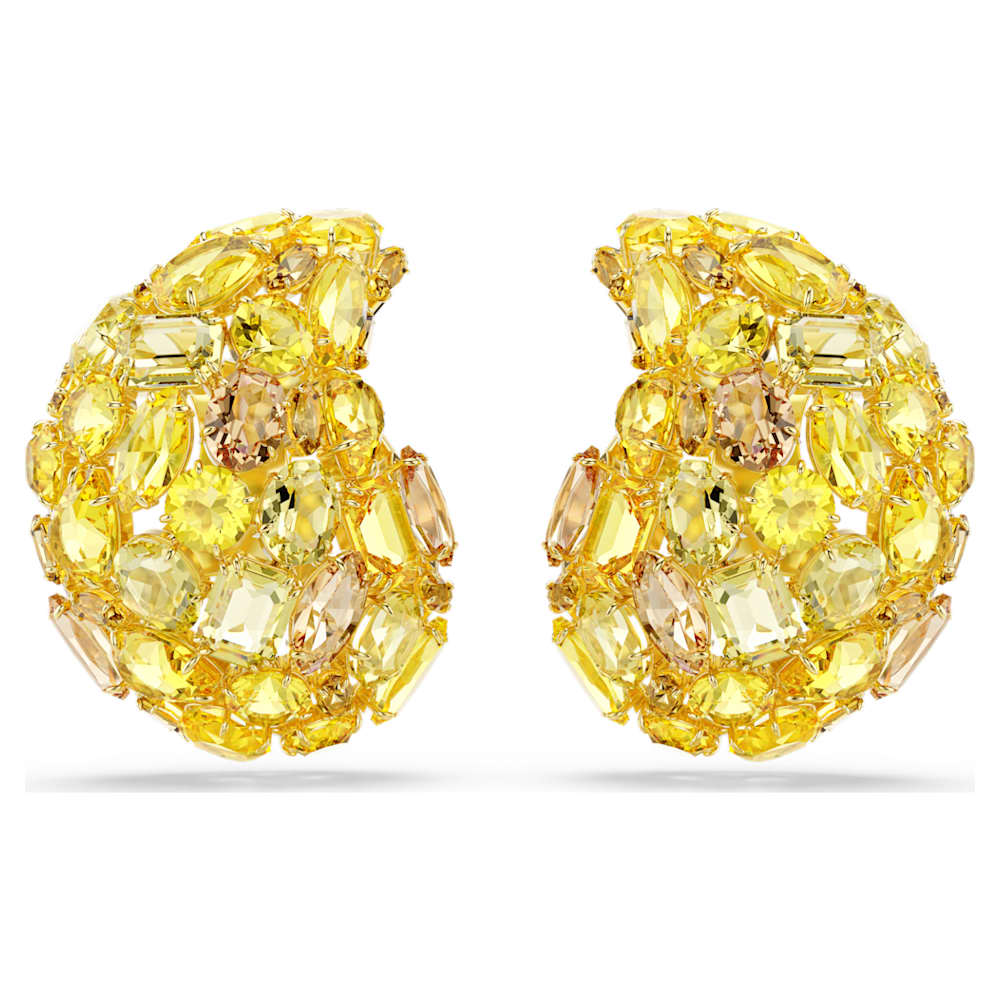 Gema クリップイヤリング, イエロー, 18Kゴールドコーティング | Swarovski
