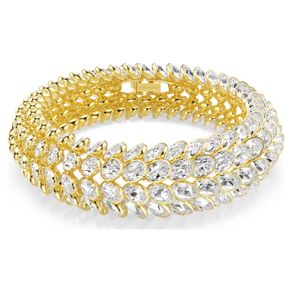 Idyllia bracelet, Oval cut, White, 18K gold finish | Swarovski