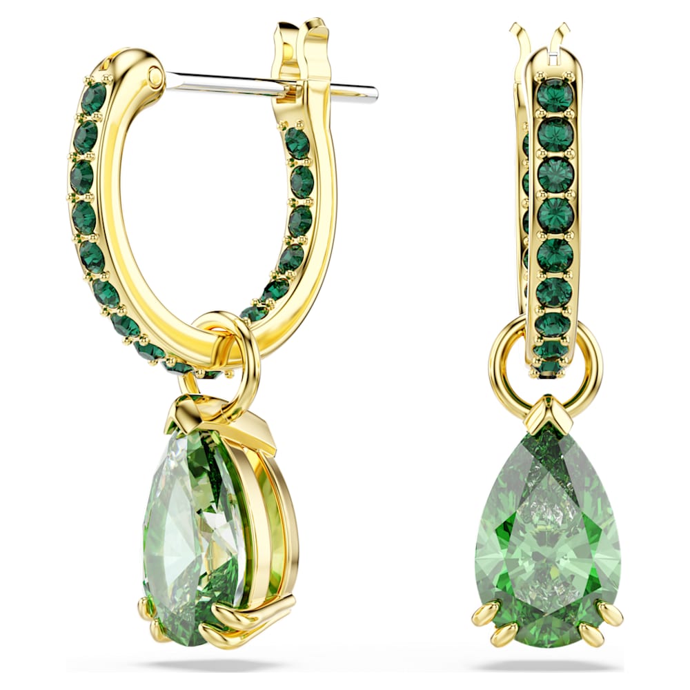Green and gold drop earrings hotsell