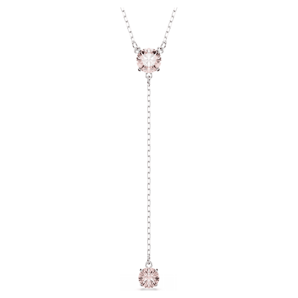Attract Y字型ネックレス, ラウンドカット, ピンク, ロジウム・プレーティング | Swarovski
