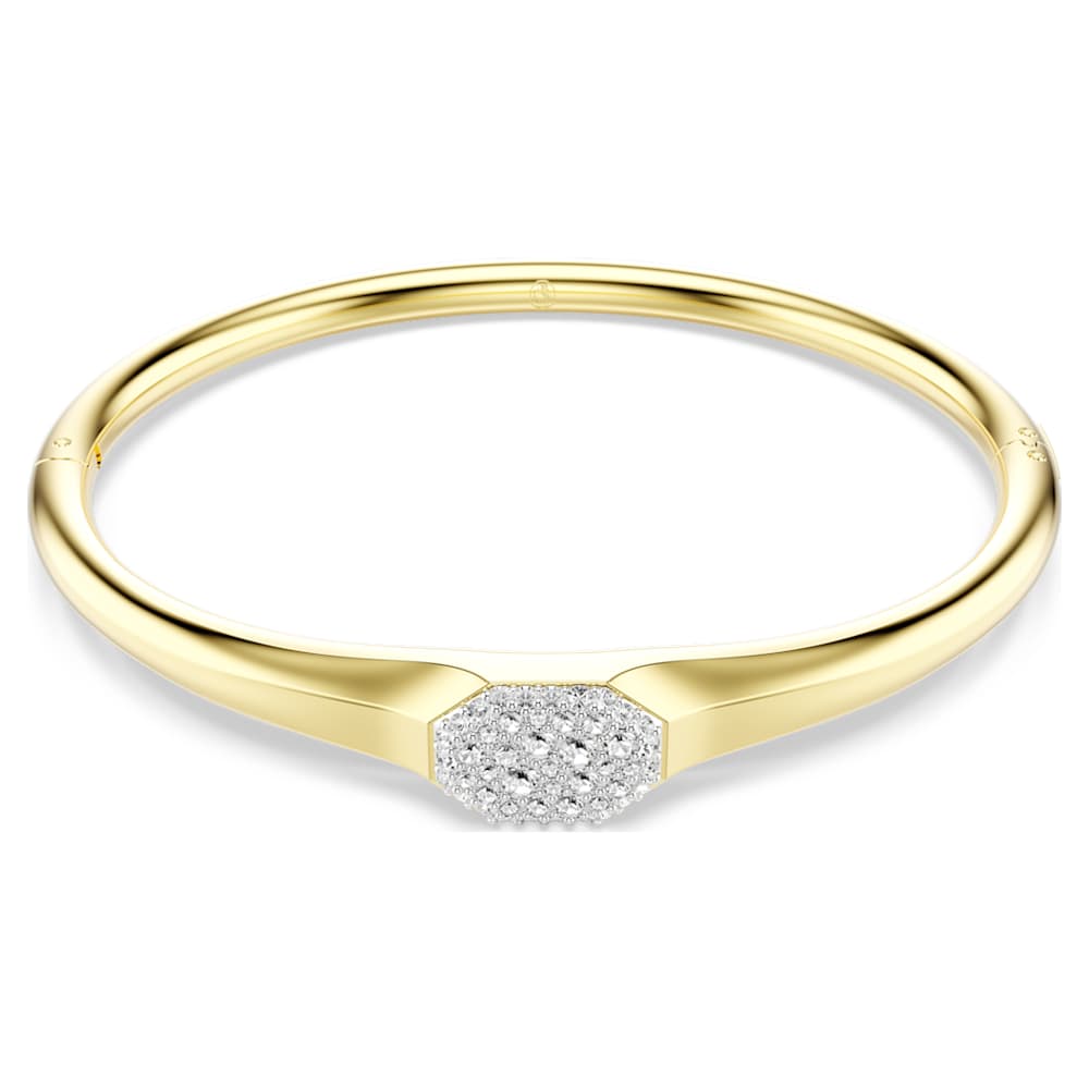 Dextera bangle, Round cut, White, Gold-tone plated | Swarovski