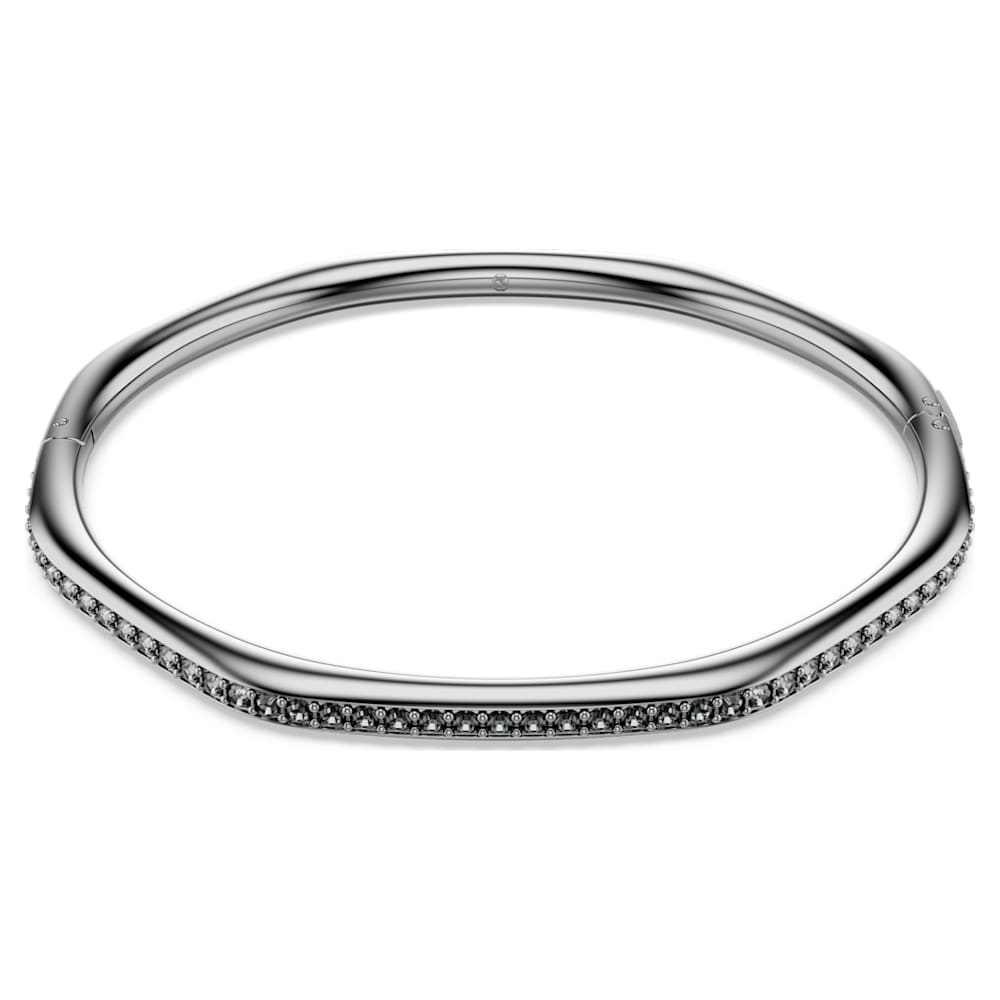 Dextera bangle, Octagon shape, Round cut, White, Ruthenium plated