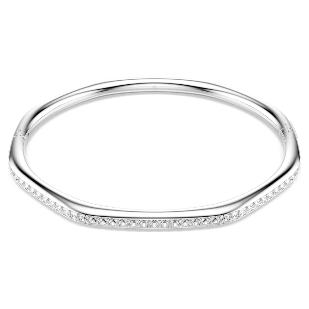 Dextera bangle, Octagon shape, Round cut, White, Rhodium plated