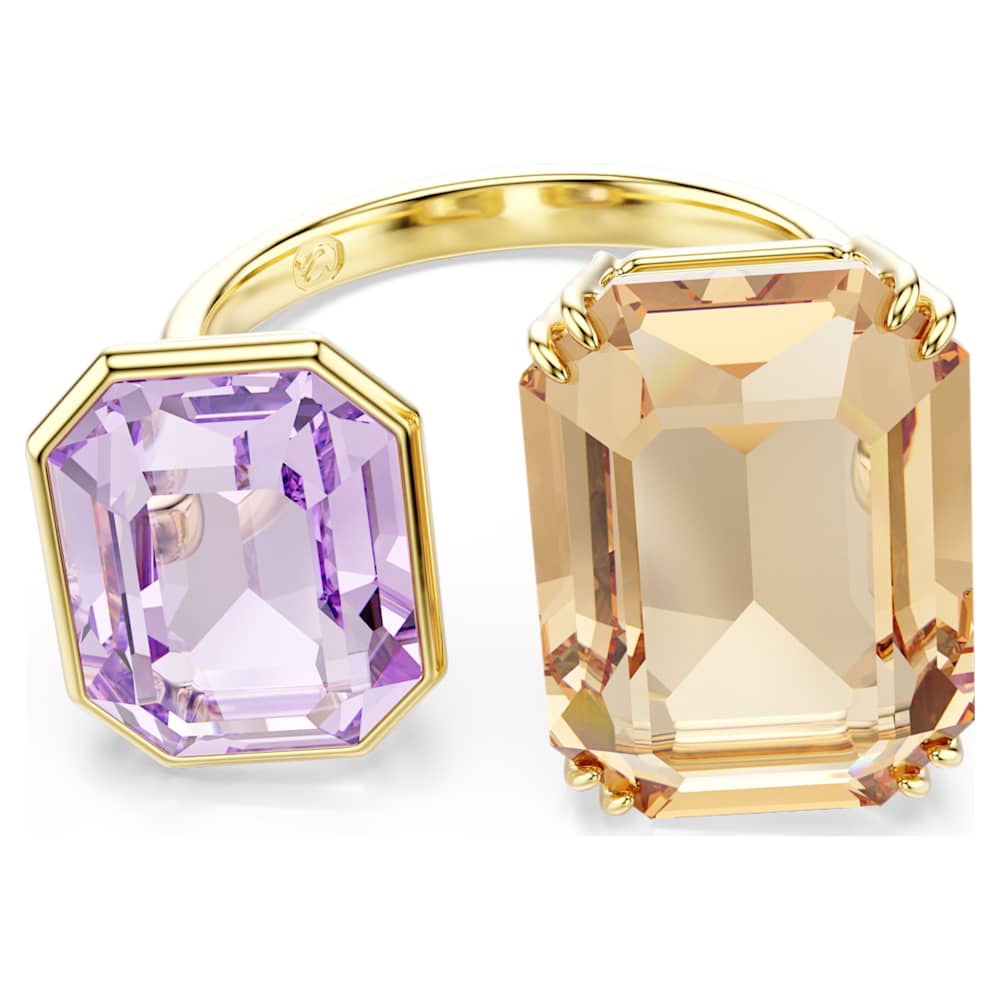 Millenia open ring, Octagon cut, Multicolored, Gold-tone