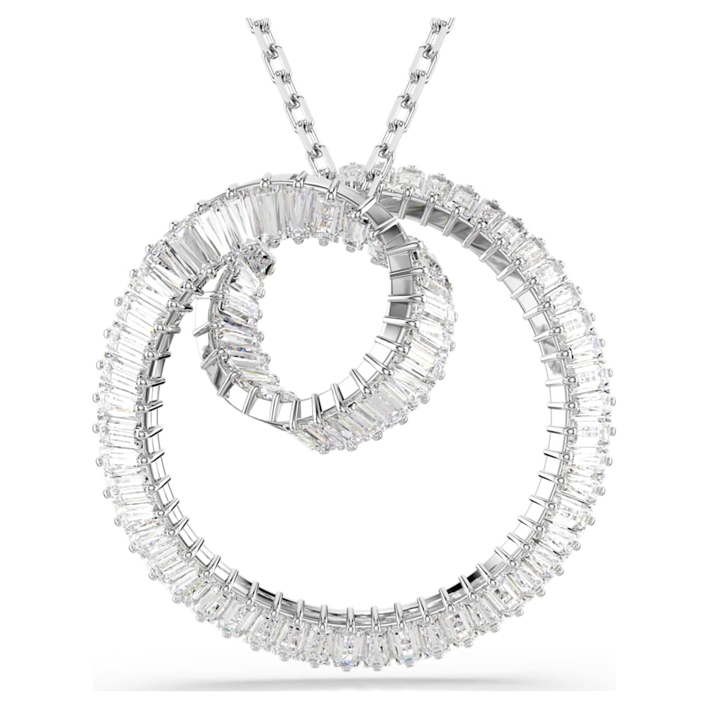 Matrix pendant, Baguette cut, White, Rhodium plated | Swarovski