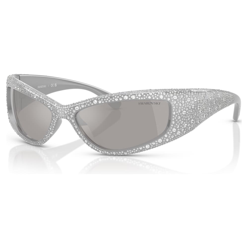 Sunglasses, Mask shape, SK6027, Silver tone | Swarovski