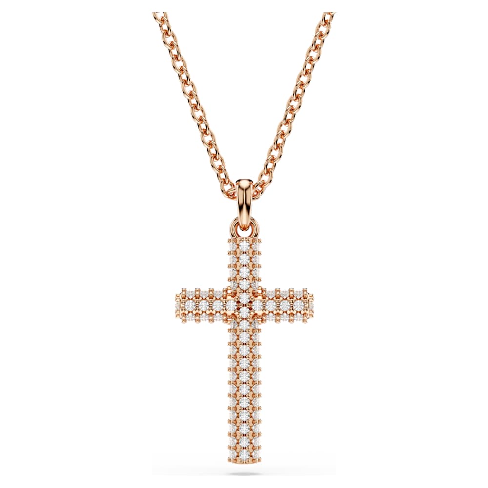 Insigne pendant, Cross, White, 18K rose gold finish | Swarovski