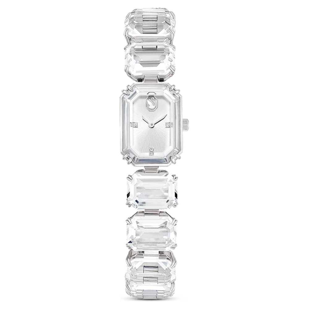 Watch, Octagon cut bracelet, White, Stainless steel | Swarovski