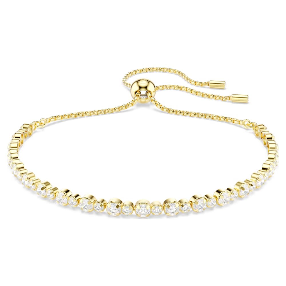 Matrix bracelet, Round cut, White, Gold-tone plated | Swarovski