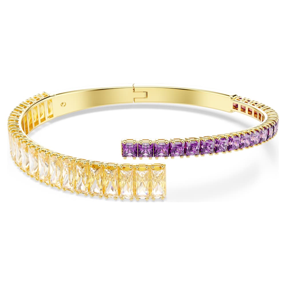 Matrix bangle, Mixed cuts, Multicolored, Gold-tone plated | Swarovski