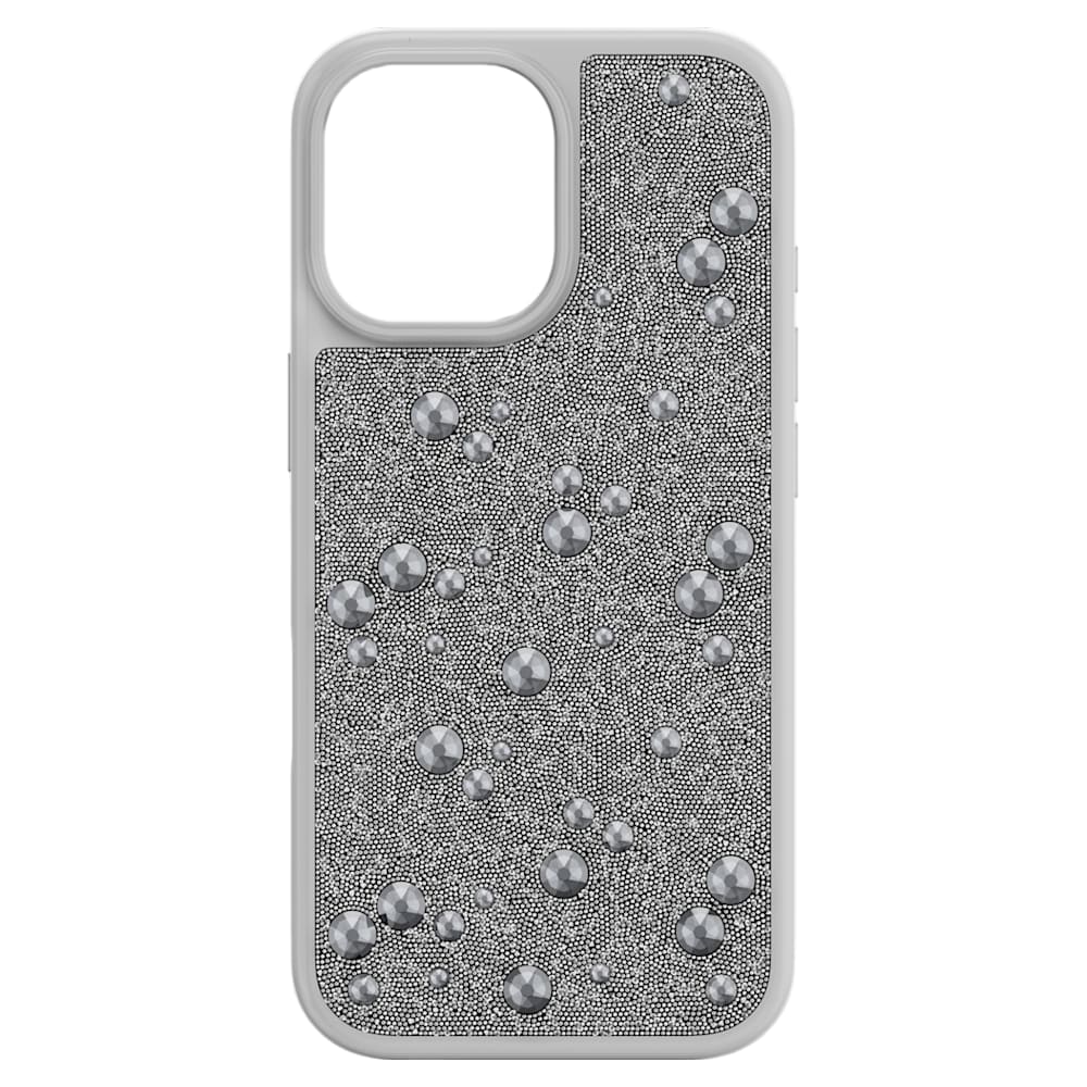 High smartphone case, Flat Back crystals, iPhone® 17, Silver tone