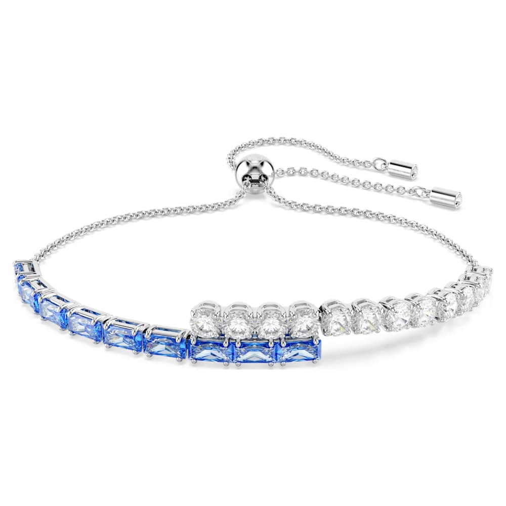 Matrix bracelet, Mixed cuts, Blue, Rhodium plated | Swarovski