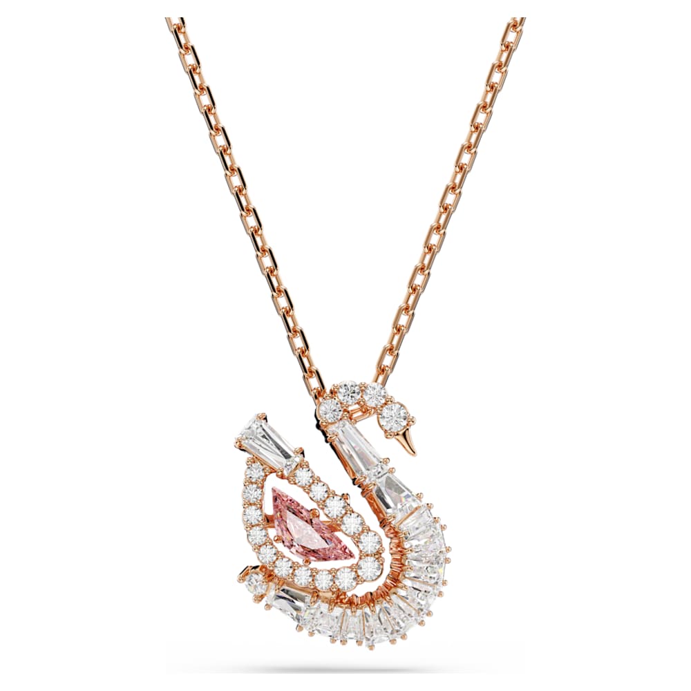 Swan pendant, Mixed cuts, Swan, Pink | Swarovski