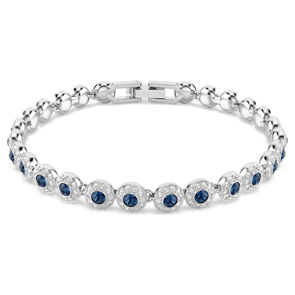 Pulseira Una Angelic, Lapidação redonda, Azul, Lacado a ródio