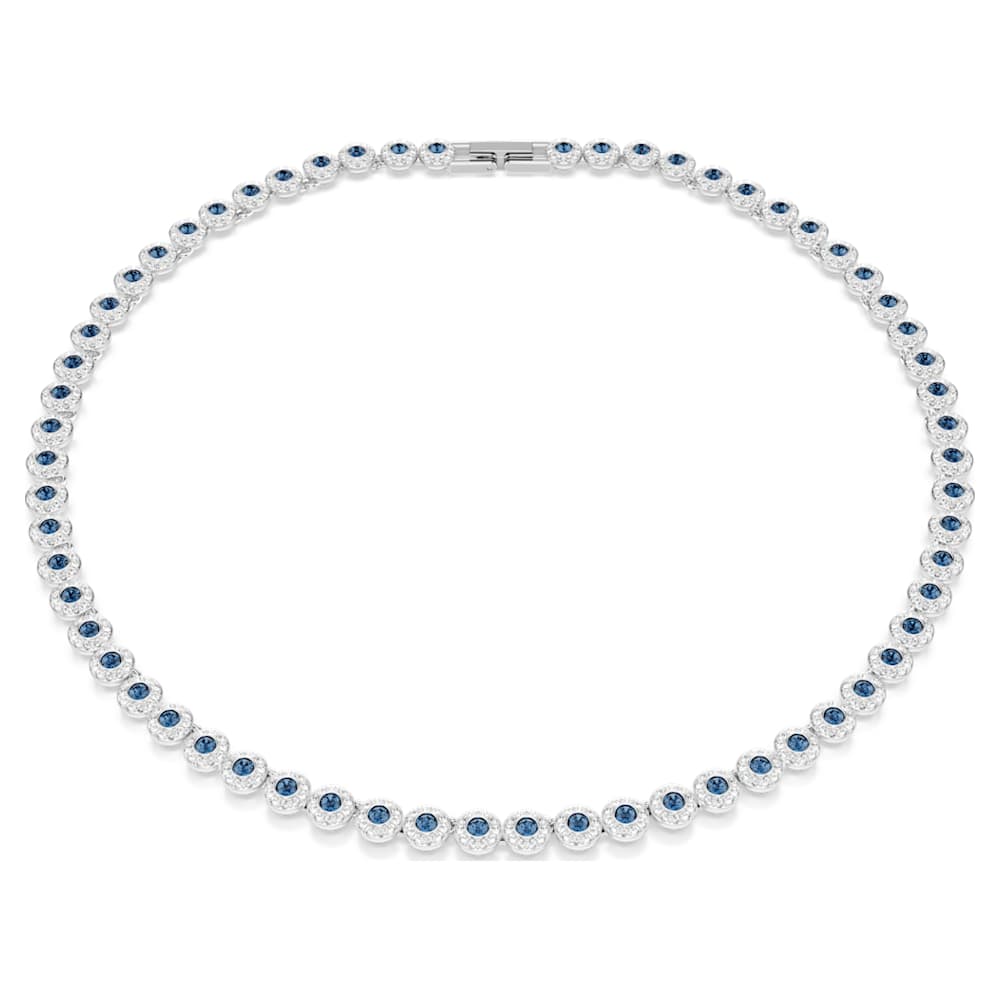 Una Angelic necklace, Round cut, Blue, Rhodium plated | Swarovski