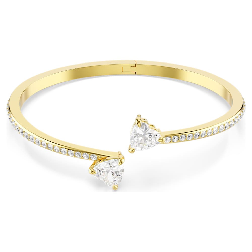 Mesmera bangle, Heart, White, Gold-tone plated | Swarovski