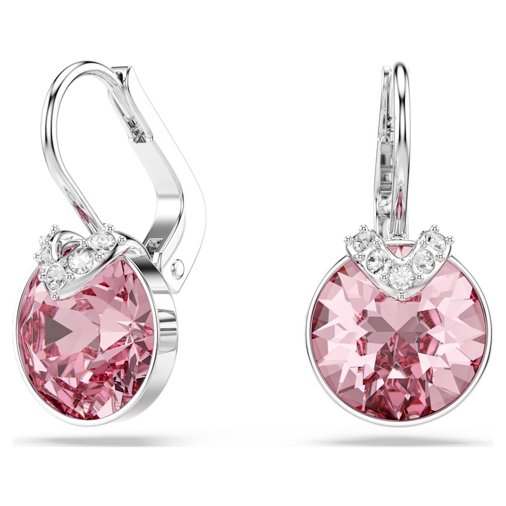 ＜swarovski＞Bella V ドロップピアス Bella V drop earrings, Round cut, Gray, Rose gold-tone