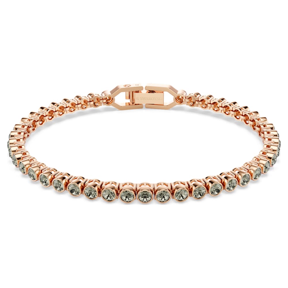 【未使用品】スワロフスキーImber Emily Tennis Imber Emily Tennis bracelet, Round cut, Black, 18K rose gold