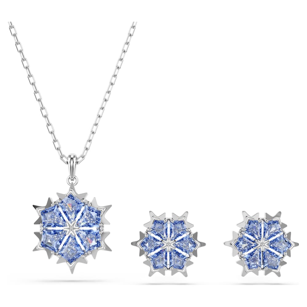 Magic set, Snowflake, Blue, Rhodium plated | Swarovski