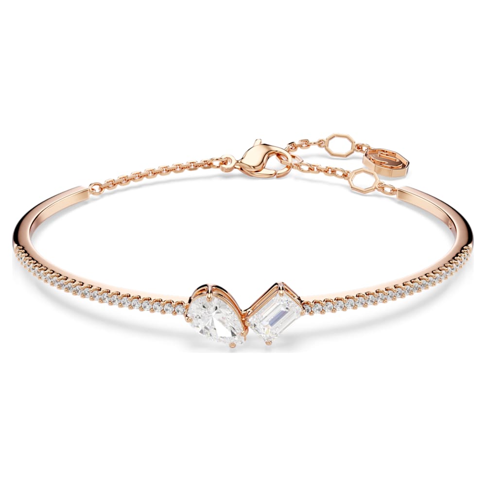 Mesmera bangle, Mixed cuts, White, 18K rose gold finish | Swarovski