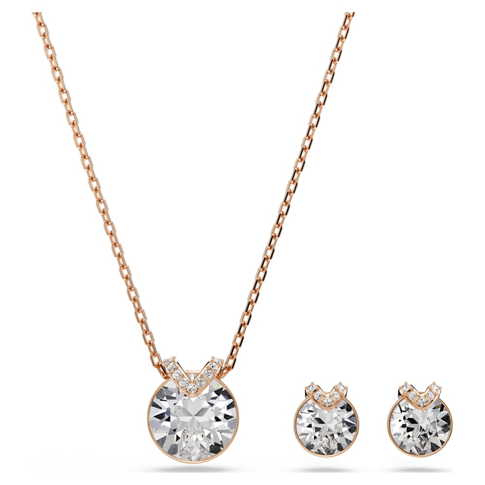 SWAROVSKI/正規品・関税・配送込/ Bella V ネックレス Swarovski Crystal Bella V Pendant, Round Cut Pink, Rose Gold